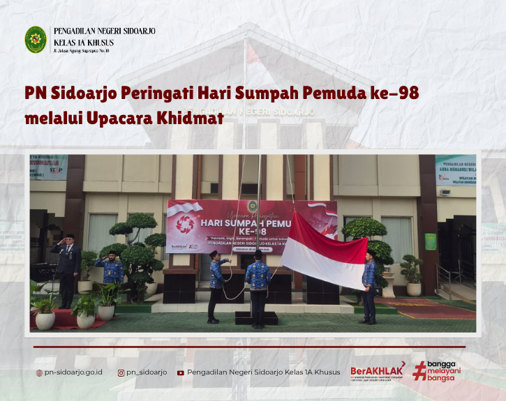 PN SIDOARJO PERINGATI HARI SUMPAH PEMUDA KE-98, MELALUI UPACARA KHIDMAT